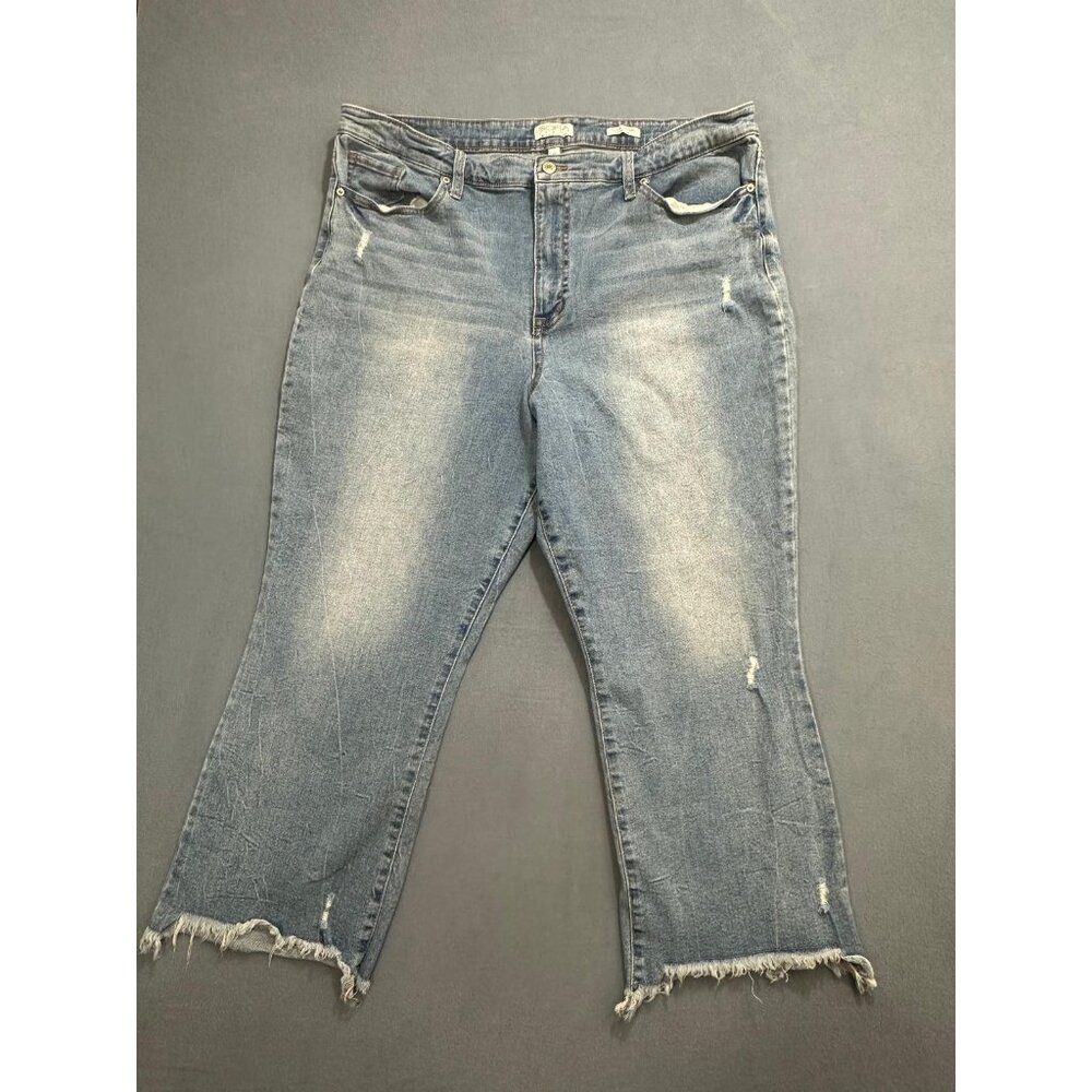 Sofia Jeans by Sofia Vergara Marya Crop Flare Distressed Womens Blue Size 22